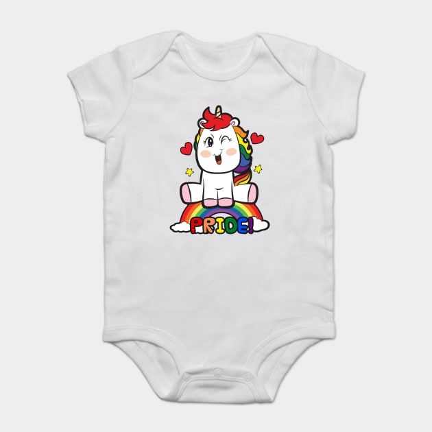 LGBTQ Pride Over the Rainbow Unicorn Equality Gift Baby Bodysuit by creative